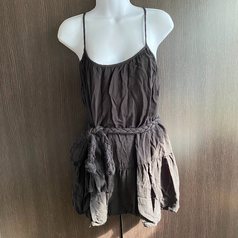 Black Mini Cami Dress with Tie Belt